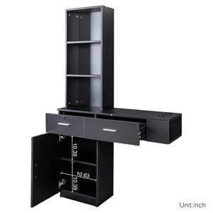 Armoire de rangement de <span class=keywords><strong>salon</strong></span> commerciale moderne et simple, rangement multi-niveaux, stations de <span class=keywords><strong>salon</strong></span> de beauté, table de maquillage en bois, coiffeuse, hôtel - Product Image 5