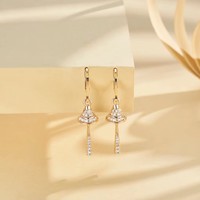 Pendientes de Cadena de Acero Inoxidable con Baño de Oro de 14K, Joyería de Moda Simple, Regalo para Festividades, para Mujer