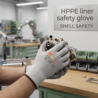 Gants de protection anti-coupure en fibre de verre HPPE avec revêtement PU SNELL à forte adhérence, fournis directement par l'usine, pour la manipulation sur les chantiers de construction