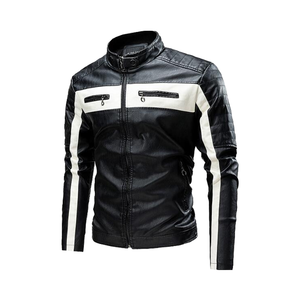 Chaqueta de cuero personalizada de alta calidad para hombre, elegante chaqueta de moto con piel gruesa de PU, estilo informal para ciclismo de otoño - Product Image 1