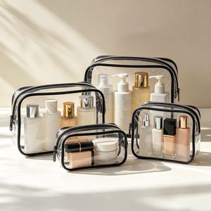 Transparent Waterproof PVC <b>Bath</b> Cosmetic <b>Storage</b> Bags Portable Travel Toiletry Bags with Zipper for Women Make up Bathroom - Product Image 2