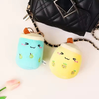 Vente en gros 12cm Kawaii tasse à café en peluche Boba thé fruits pendentif peluche doux écologique mignon bulle thé porte-clés breloque