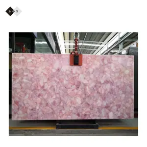 Tự nhiên sang trọng bán quý đá slab Rose thạch anh pha lê đá slab Loose đá quý tường Bảng điều chỉnh