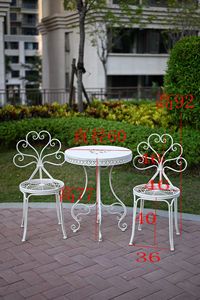 Ensemble de jardin extérieur en fer forgé de style pastoral américain, <span class=keywords><strong>table</strong></span> et chaises durables, <span class=keywords><strong>support</strong></span> décoratif pour <span class=keywords><strong>balcon</strong></span>, pot de fleurs ancien pour parcs - Product Image 3