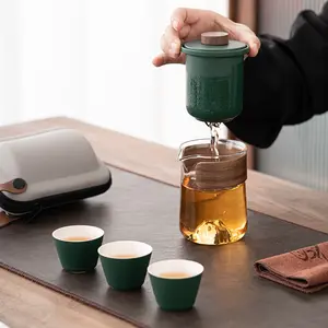 Японская портативная дорожная чайная чашка с дорожным пакетом, керамическая чайная чашка для кунг-фу, чайный горшок, Подарочный подарок для пикника на открытом воздухе