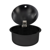 Évier rond pour camping-car en acier inoxydable SUS304 noir avec couvercle rabattable, revêtement nanotechnologique, vasque compacte pour conversion de fourgonnette Sprinter