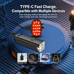 Lampe de vélo à double LED 200M haute luminosité rechargeable étanche IP65 pour cyclisme extérieur avec projecteur et éclairage large - Product Image 2
