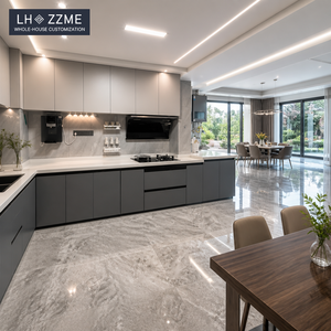 LHOZZME Custom L Shaped Modular <strong>Kitchen</strong> Cabinet Set ENF Eco Plywood Countertop Quartz Matte PET Door Panel <strong>Kitchen</strong> <strong>Cupboard</strong> - Product Image 1