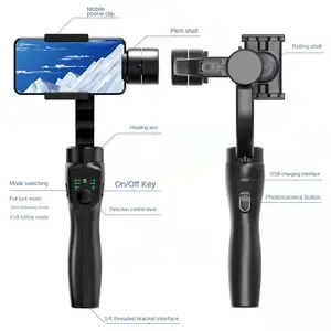 3-Axis handheld gimbal Anti-slip leather texture design on the back of the handle for mobile phone accessories grip holder