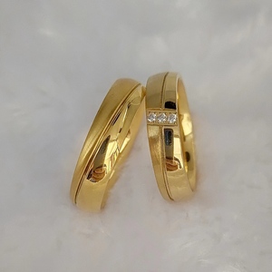 Love-anillos de boda chapados en oro de 18k para parejas, joyería de acero inoxidable, anillos para parejas - Product Image 5