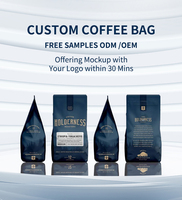 Sacs à café personnalisés en cuivre métallisé 250g, emballage anti-humidité avec valve et fermeture éclair, feuille d'or, noir mat, fond plat, pour aliments pour animaux de compagnie VMPET