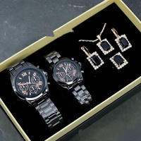 Ensemble de montres-bracelets modernes en acier inoxydable pour couple, hommes et femmes, mouvement à quartz, cadran analogique de 40 mm, verre en cristal, chiffres romains