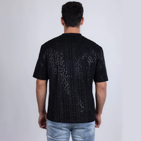 T-shirt à paillettes de qualité supérieure, col rond, coupe décontractée, tissu extensible, manches courtes, coton double mercerisé ultra-doux