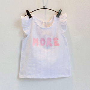 Camisa Blanca con Volantes para Niña, Ropa Infantil RTS MORE Print, Camisa Rosa Sólida para Niña, Ropa Infantil al por Mayor con Cinturón - Product Image 4