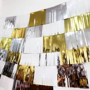 Cortina <span class=keywords><strong>de</strong></span> Flecos Metálicos Dorados, Plateados y Blancos, Fondo para Fiestas, Decoración para Bodas, Cumpleaños y Despedidas <span class=keywords><strong>de</strong></span> <span class=keywords><strong>Soltera</strong></span> - Product Image 3