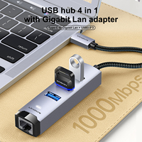 Hub Ethernet Mindpure double USB-C et USB-A, adaptateur LAN Gigabit RJ45, 3 ports USB 3.0, 1000 Mbps pour partage de réseau sur ordinateur portable, tablette et PC