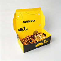 Boîte à emporter personnalisée en carton biodégradable pour hamburgers, poulet frit, corn-dogs, frites, poulet, bento, boîte à lunch