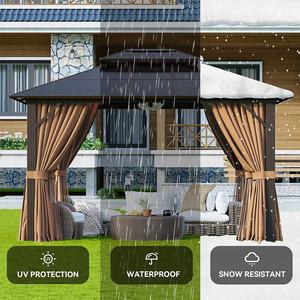 Pérgola Bioclimática de Policarbonato com Teto Duplo Permanente para Pátio Pequeno, <span class=keywords><strong>Gazebo</strong></span> Externo com Tela, Teto Rígido 10 x 12 - Product Image 4