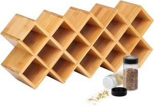 Organizzatore per Spezie in Bambù a 4 Ripiani, Portaoggetti da Bancone Incrociato, Organizzatore Multifunzionale per Armadietti da <span class=keywords><strong>Cucina</strong></span> - Product Image 4