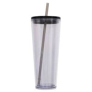 Nouvelle tasse en plastique double couche épaissie, grande capacité, style européen et américain, simple, transparente, avec paille, pour l'extérieur - Product Image 6