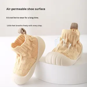 Calcetines de Punto para Bebé, Primavera Otoño, Suela Blanda, Mezcla de Algodón Refrescante, Antibacterianos, Zapatos Preandantes, Color Sólido, Antideslizantes - Product Image 2