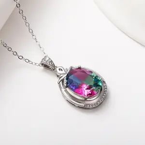 New necklace women's fashion color crystal short pendant clavicle chain accessories