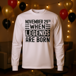 Camiseta de manga larga para cumpleaños del 29 de noviembre, diseño Legends Born - Product Image 3