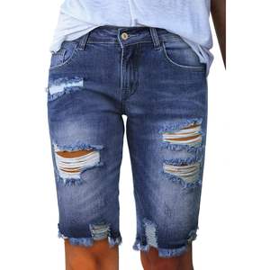 2025 <b>Women's</b> Summer High Waist Casual Sexy Jean <b>Shorts</b> Button Decor Raw Hem Bermuda <b>Shorts</b> Zimbaplatinum Denim Style - Product Image 2
