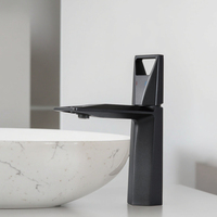 Robinet thermostatique moderne à une poignée en laiton anti-rayures mitigeur de lavabo noir montage à un trou pour robinet d'eau de lavabo de salle de bain