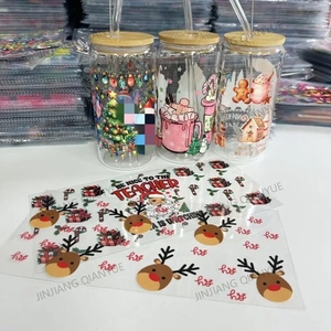 Listo para enviar 16 oz Vaso de Navidad Envolturas de taza fría con pegatinas de impresora UV DTF Precio de venta Producto de impresión de transferencia - Product Image 3