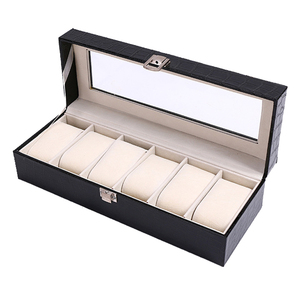 Caja <span class=keywords><strong>de</strong></span> reloj <span class=keywords><strong>de</strong></span> lujo personalizada para hombre y mujer, caja <span class=keywords><strong>de</strong></span> cuero PU con 6 ranuras, cajas y estuche para relojes - Product Image 5
