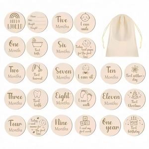 Custom Factory Laser Engraved Wooden Baby <b>Milestone</b> <b>Cards</b> Monthly <b>Milestone</b> Commemorate Gifts - Product Image 1