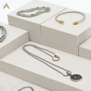 Exhibidores <span class=keywords><strong>de</strong></span> Joyería Auralux <span class=keywords><strong>de</strong></span> Lino Blanco en Varios Tamaños, Soportes para Exhibir Collares, Pendientes, Anillos, <span class=keywords><strong>Relojes</strong></span> y Pulseras - Product Image 3