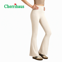 Pantalon de sport taille haute coupe large, effet galbant et amincissant, longueur 9 pouces, pour le yoga, avec logo personnalisable, tendance pêche