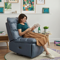 Fauteuil inclinable sans bras en cuir gris moderne avec technologie de l'air, tissu nuage, fauteuil à bascule électrique étanche pour la lecture et le bureau