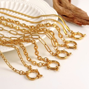Bracelets de mode plaqués or 18 carats étanches, avec fermoir à ressort, chaîne trombone, bracelet serpent, collier cubain inaltérable - Product Image 5