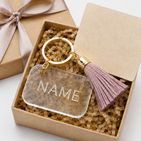 Personalisierter Acryl-Namensschlüsselanhänger Geburtstagsgeschenk-Set mit Quaste Grußkarte Großhandel Party-Gastgeschenk