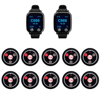 Relojes inalámbricos impermeables para llamar al servicio en restaurantes, cafeterías y hoteles; dos relojes con diez botones