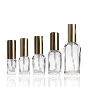 Flacons de sérum élégants en verre transparent rechargeables de luxe avec compte-gouttes doré brillant pour huile de soin de la peau 10ml 20ml 30ml 50ml 100ml - Product Image 2