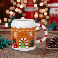 Redeco Noël pain d'épice maison en forme de café tasse en céramique tasse personnalisée vacances verres décoratifs