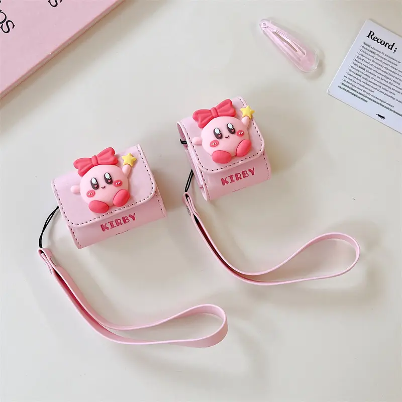 Bulk Großhandel Luxus Ledertasche für Airpods Cover Kopfhörer 2 3 Cute Pink 3D Cartoon Design Benutzer definierte Leder Airpods Fall