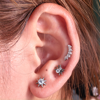Piercing Labret en Titane ASTM-F136 G23 de Qualité Implantable avec Zircon, Bijou d'Oreille de Haute Qualité pour Halloween