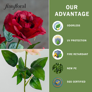 <span class=keywords><strong>Rosa</strong></span> Rossa Artificiale di Alta Qualità in Seta Singola, Realistica al Tatto, per Decorazioni di Lusso per Matrimoni, Case e Hotel, Disponibile all'Ingrosso - Product Image 2
