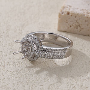 Anillo de oro blanco sólido de 18 quilates de calidad superior de lujo personalizado, anillo de diamantes blancos naturales semimontados, delicado y fino para fiestas de bodas - Product Image 5