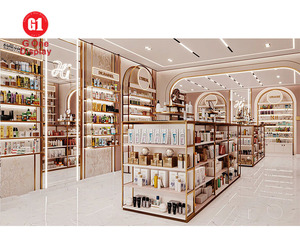 ชั้นวางสินค้าเครื่องสำอางแบบปรับแต่งได้สำหรับร้านค้าปลีก |   เฟอร์นิเจอร์ร้านเครื่องสำอางสมัยใหม่และดีไซน์ตู้ไม้สำหรับเครื่องสำอาง - Product Image 1