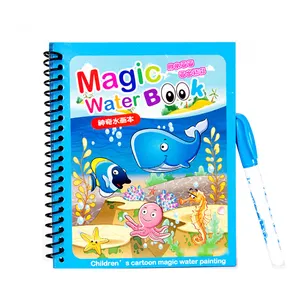 Libro educativo de dibujos animados para niños, libro de dibujo mágico de agua, juego de libro para colorear para niños pequeños, 8 estilos