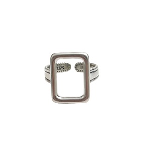 Anillo Hueco Cuadrado de Plata de Ley 925 Yinruitai para Mujer, Diseño Geométrico Abierto, Uso Diario - Product Image 5
