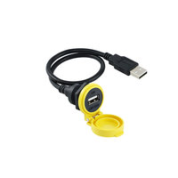 Connecteur USB 2.0 femelle étanche IP65 à montage sur panneau, 5 broches, contacts en cuivre plaqué or, cache-poussière, boîtier en nylon, 500V AC