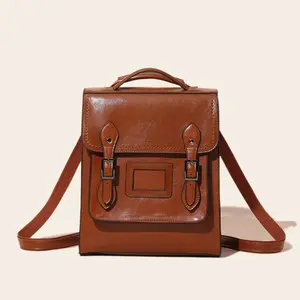 WETRUST BROWN BLACK WHITE Woman Oil Wax Leather Backpack Fashion Cover Big Capacity Popular Real Leather Vintage Daily Bag