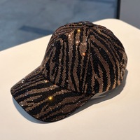 Casquette de baseball à rayures zébrées avec logo personnalisé en strass, fabriquée en usine depuis 16 ans, pour femmes